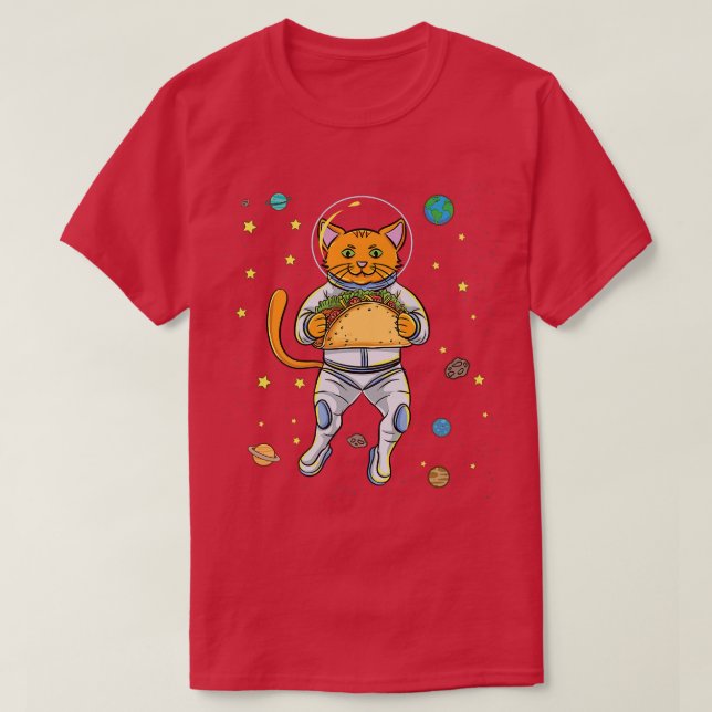 Camiseta Astronauta De Gato Com Taco (Frente do Design)