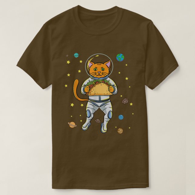 Camiseta Astronauta De Gato Com Taco (Frente do Design)