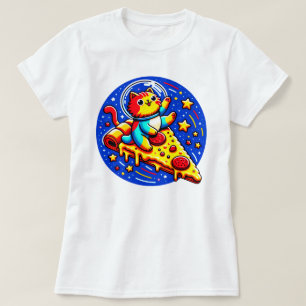 Camiseta Astronauta de Gato Cósmico - Aventura de Pizza Esp