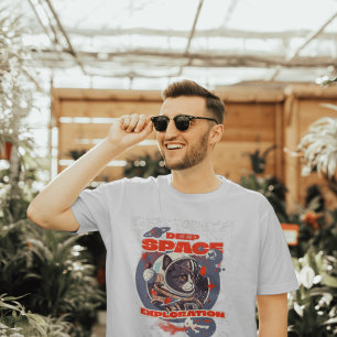 Camiseta Astronauta de Gato de Exploração do Espaço Profund