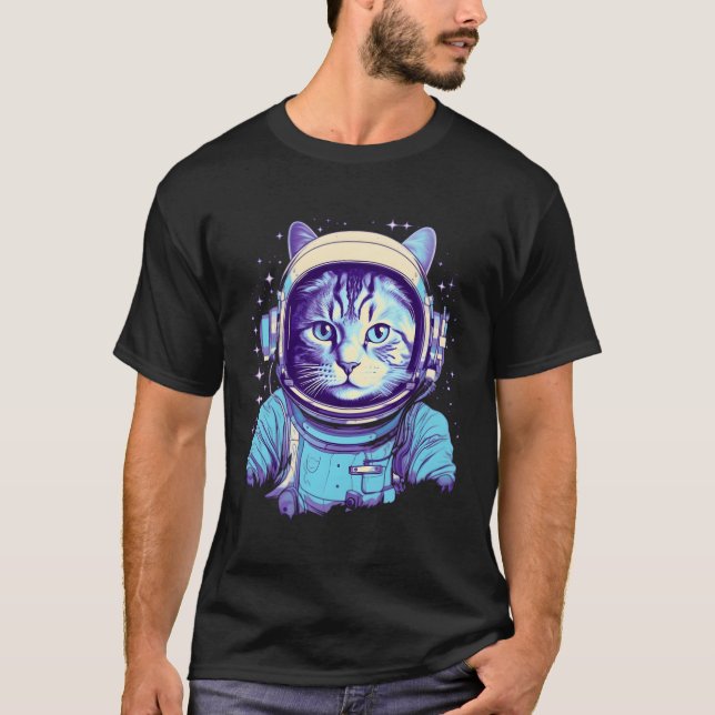 Camiseta Astronauta de Gato de Onda Vaporwave (Frente)