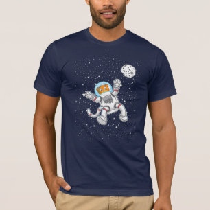 Camiseta Astronauta De Gato Em Astronomia Espacial Engraça