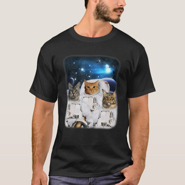 Camiseta Astronauta De Gato Espacial Catronauta Com Cabeça  (Frente)