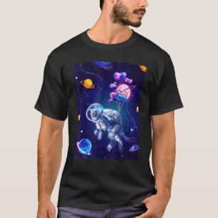 Camiseta Astronauta De Gato No Gráfico Da Galáxia
