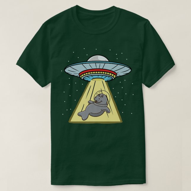 Camiseta Astronauta De Manatê De Abdução De Ufo (Frente do Design)