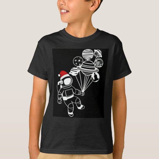 Camiseta Astronauta de Natal, Bolhas de Planetas Engraçados (Frente)