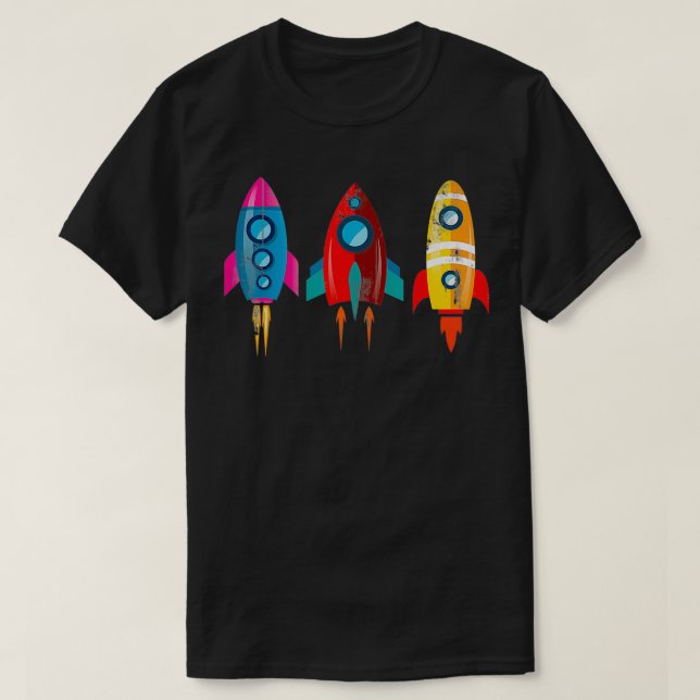 Camiseta Astronauta de Navios-Foguete (Frente do Design)
