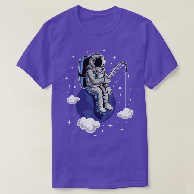 Camiseta Astronauta de Pesca Espacial Planetas da Lua (Frente do Design)