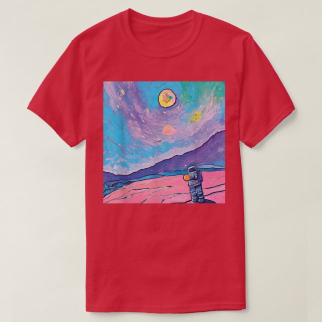 Camiseta Astronauta de pintura de exploração espacial T-Shi (Frente do Design)