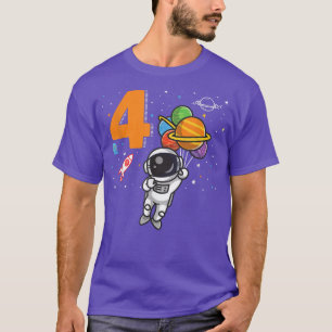 Camiseta Astronauta De Quarto Aniversário De 4 Anos De Idad