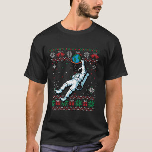 Camiseta Astronauta de Santa Hat no Natal, Dunking Earth B