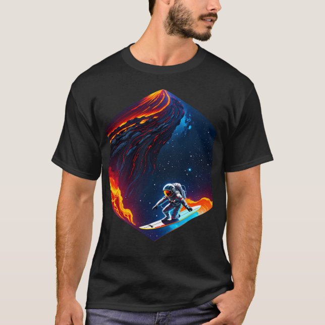 Camiseta Astronauta de Surfe de Lava (Frente)