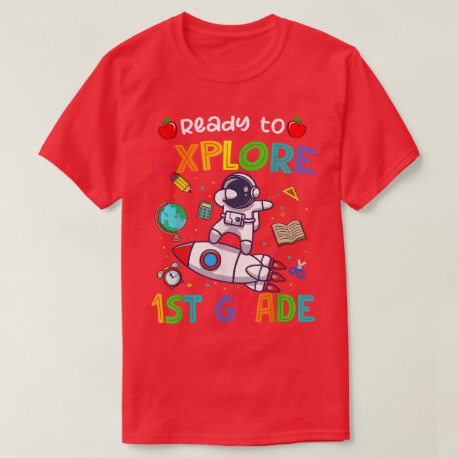 Camiseta Astronauta de volta à escola pronta para explorar  (Frente do Design)