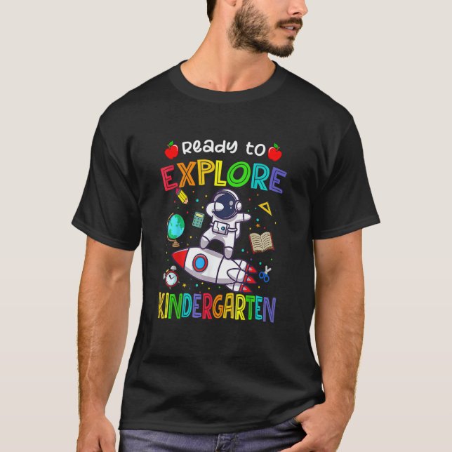 Camiseta Astronauta De Volta À Escola Pronta Para Explorar  (Frente)