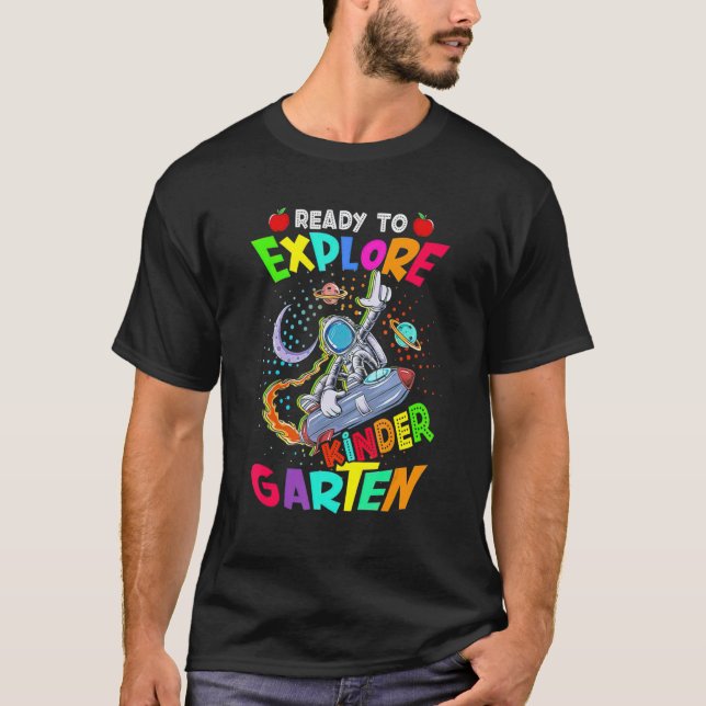 Camiseta Astronauta De Volta À Escola Pronta Para Explorar  (Frente)