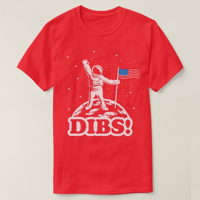 Camiseta Astronauta Dibs na América da Lua  (Frente do Design)