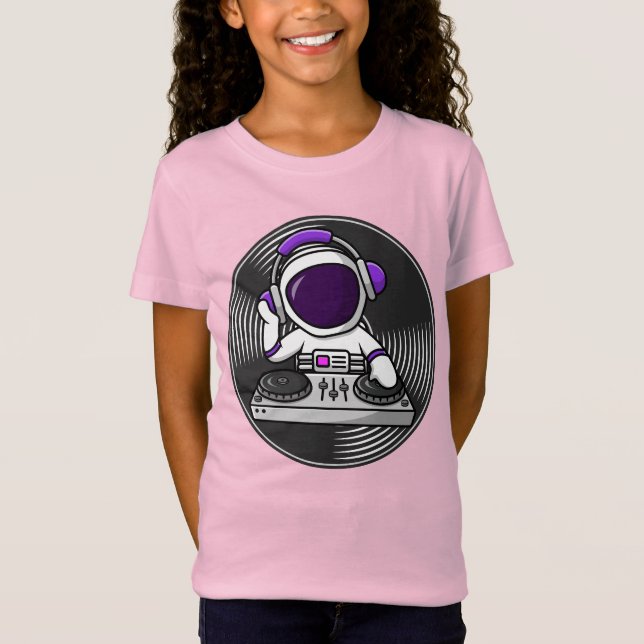 Camiseta Astronauta DJ Cute Space Music design (Frente)