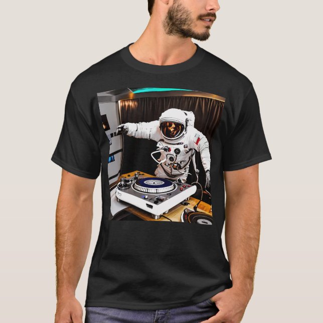 Camiseta Astronauta Dj Em Turntables (Frente)