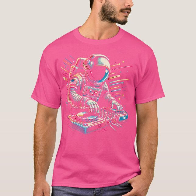 Camiseta Astronauta Dj Prato Espacial Festa Edm Electro Mús (Frente)