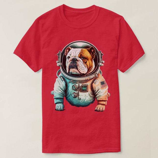 Camiseta Astronauta do Bulldog 2 (Frente do Design)