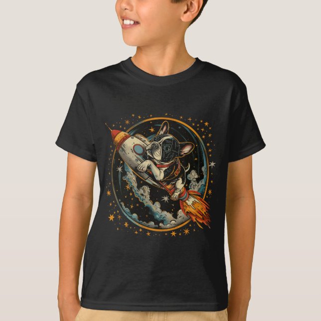 Camiseta Astronauta do Bulldog Francês (Frente)