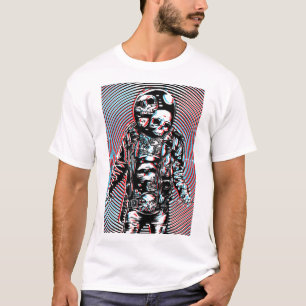Camiseta Astronauta do Crânio Cósmico na Arte Hipntica