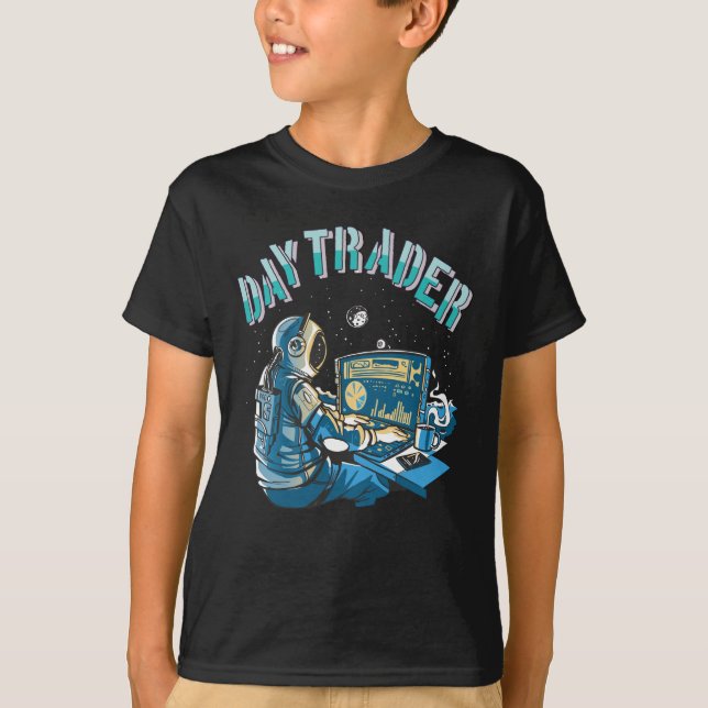 Camiseta Astronauta do Dia Trader no espaço (Frente)