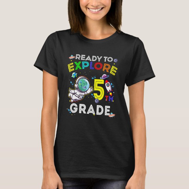 Camiseta Astronauta Do Dino Espacial Pronta Para Explorar O (Frente)