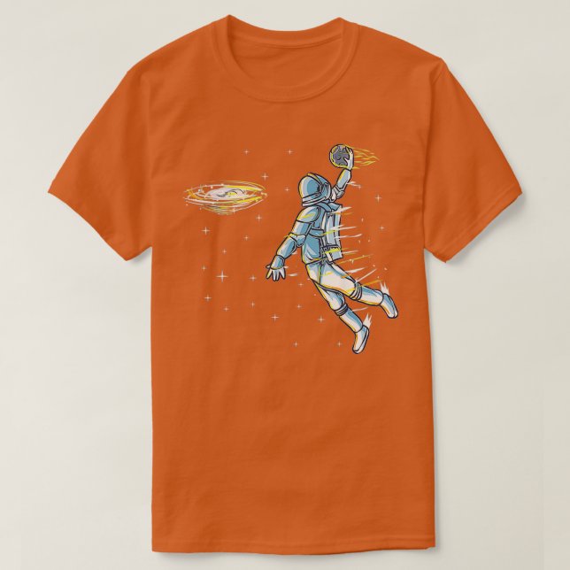 Camiseta Astronauta do Espaço de Basquete Slam Dunk Science (Frente do Design)