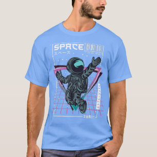 Camiseta Astronauta do Espaço em Ondas Sintéticas Cyberpunk