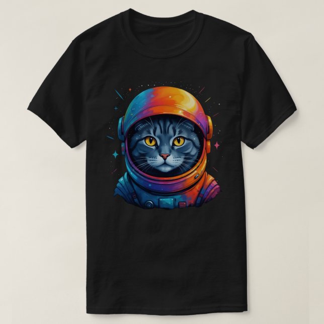 Camiseta Astronauta do Espaço Gato Engraçado Lover Gato (Frente do Design)