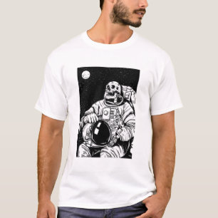 Camiseta astronauta do esqueleto do Dia das Bruxas