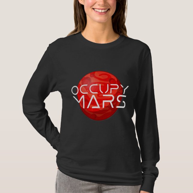 Camiseta Astronauta do Explorador Espacial Occupy Mars para (Frente)