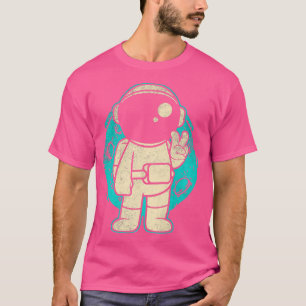 Camiseta Astronauta do Homem Espaço com Sinal de Paz