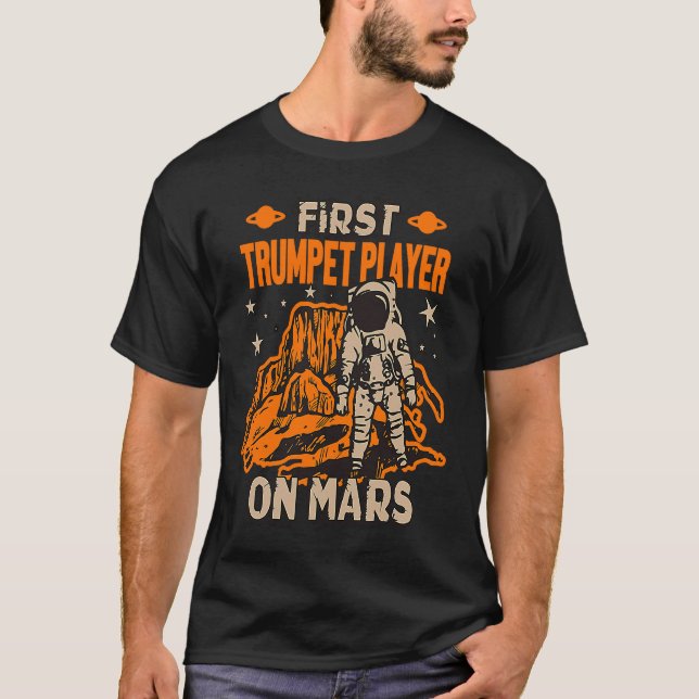 Camiseta Astronauta do Jogador de Trompete (Frente)