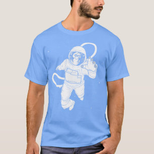 Camiseta Astronauta do Macaco Viagem do Espaço Vintage