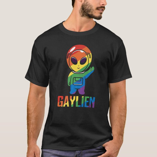Camiseta Astronauta do Orgulho da Alienígena Gaylien Lgbt A (Frente)
