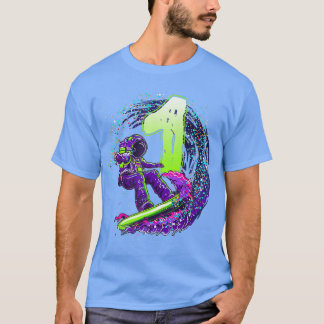 Camiseta Astronauta do primeiro aniversario Engraçado Surfe