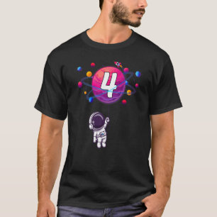 Camiseta Astronauta do Rapaz de Aniversário do 4º Astronaut