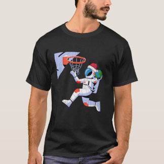 Camiseta Astronauta do Santa Hat Encantando a Terra Basquet