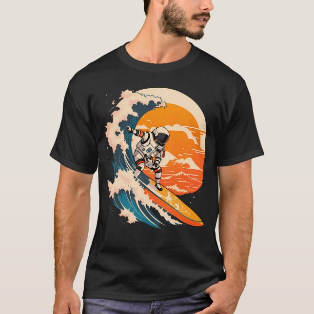Camiseta Astronauta do Surf Espacial Exterior Astronauta Su (Frente)