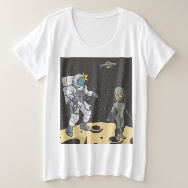 Camiseta Astronauta e alienígena (Frente do Design)