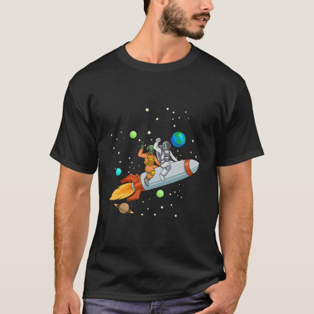 Camiseta Astronauta E Espaçonave Alienígena No Espaço (Frente)