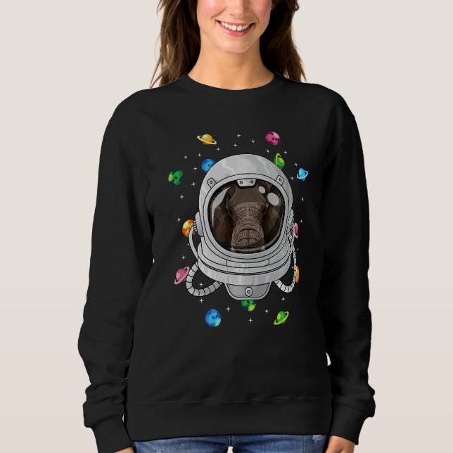 Camiseta Astronauta Elefante Profundo No Espaço Uni Cósmica (Frente)