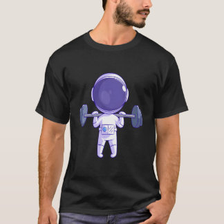 Camiseta Astronauta Elevador de Peso Acético Gym Engraçado