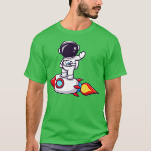 Camiseta Astronauta Em Cartoon De Foguete