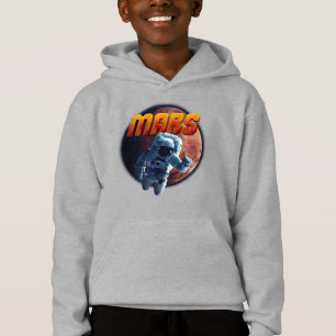 Camiseta Astronauta em frente ao planeta Marte.