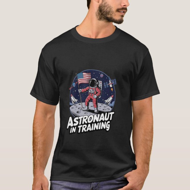Camiseta Astronauta em Treinamento Futuro Explorador Espaci (Frente)