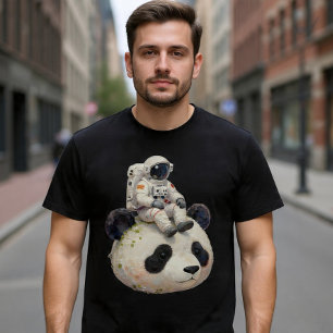Camiseta Astronauta em um Panda Espacial Surreal Esquisito