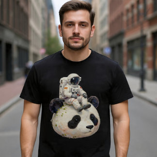 Camiseta Astronauta em um Panda Espacial Surreal Esquisito